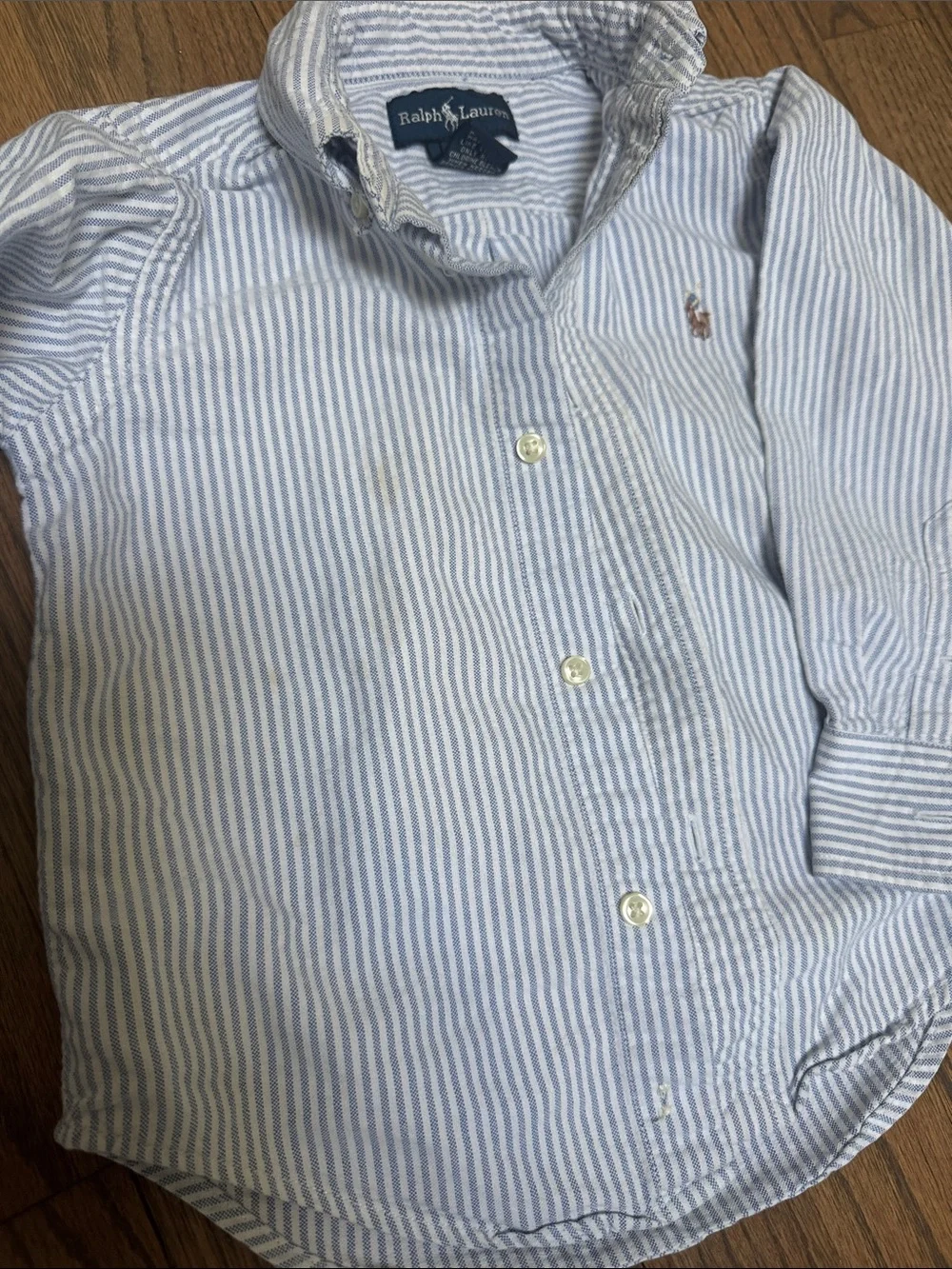 Ralph Lauren Blue and White Striped Button-Down Shirt